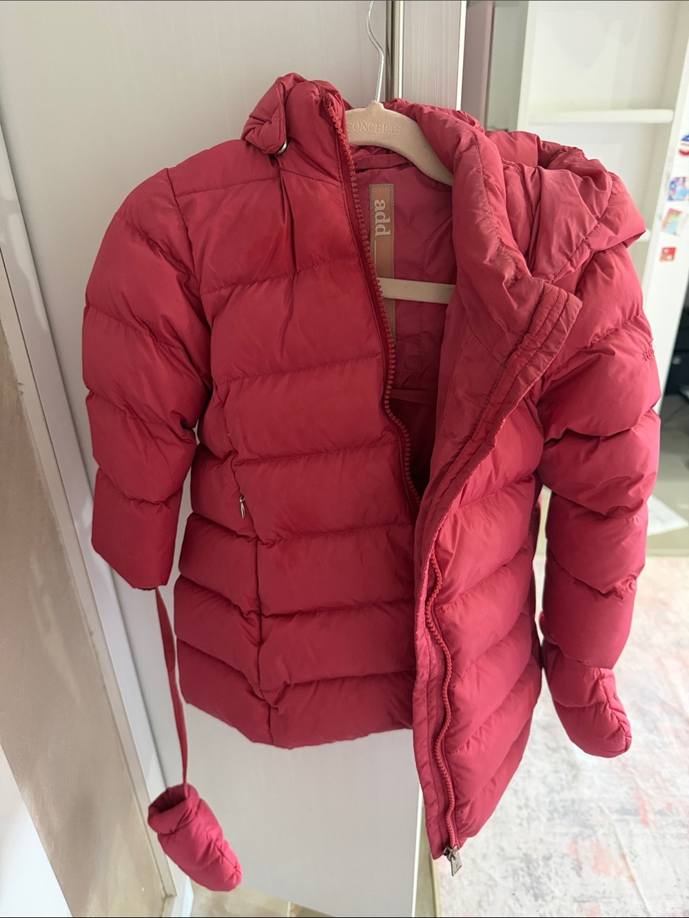 Girls' Coral Puffer Jacket with Hood